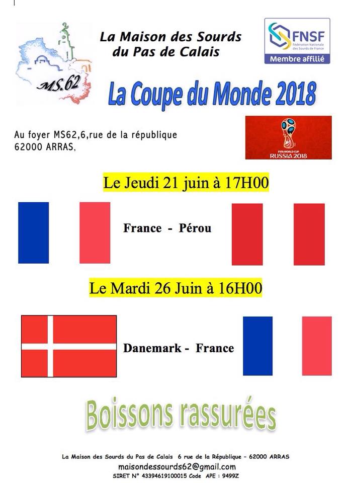 21 Juin : La coupe du monde 2018 à Arras